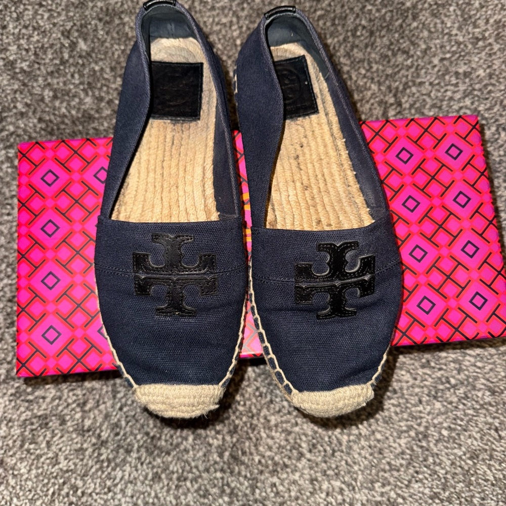 Tory Burch Navy Espadrilles with Logo